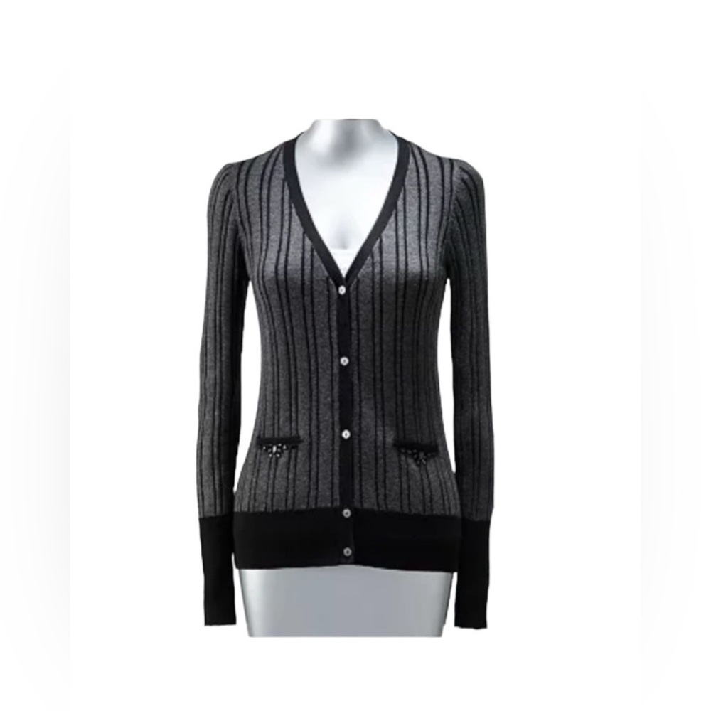 Simply Vera Gray and Black Button Up Cardigan